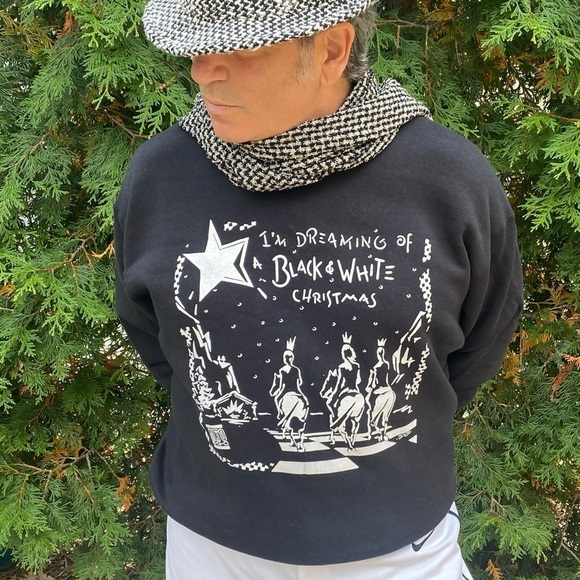 Vintage Tops - Vintage 80s Sweatshirt I'm Dreaming of a Black & White Christmas 3 kings 
OS